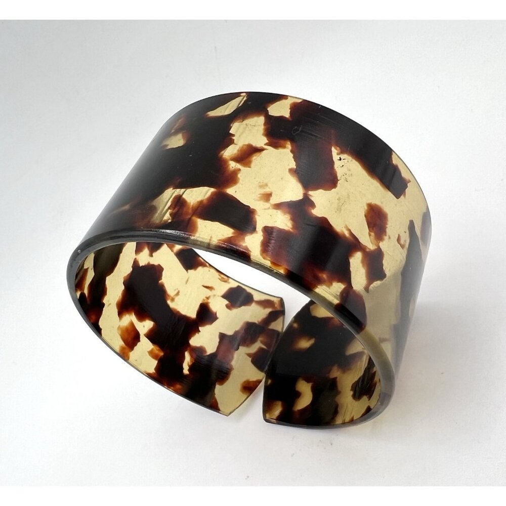 Vintage Translucent Faux Tortoise Shell  Wide Cuff Bracelet - Picture 2 of 7